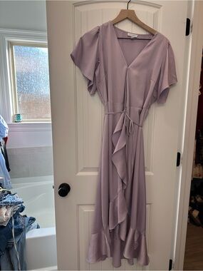 Lucy Paris Lavender Ruffle Wrap Maxi Dress